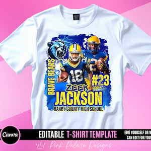 Football TShirt Design File, Blue Yellow, Football T Shirt Design, Editable in canva, T Shirt Design Template, Sports Template, Center Shirt