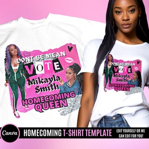 Homecoming Queen T Shirt Design, Editable in canva, 2024 Vote Homecoming T Shirt Design Template, Perfect for Sublimation, DTF or DTG,