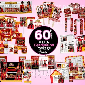 Mega Graduation Bundle, Graduation Banners, Graduation Party Favors, Graduation Book, Edit with Canva