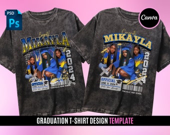 Graduation T Shirt Design Template, Canva and Photoshop, 2024 Graduation T Shirt Design, Perfect for Sublimation, DTF or DTG, Vintage Tshirt