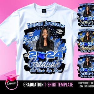 Graduation T Shirt Design, Editable in canva, 2024 Graduation Family T Shirt Design Template, Perfect for Sublimation, DTF or DTG