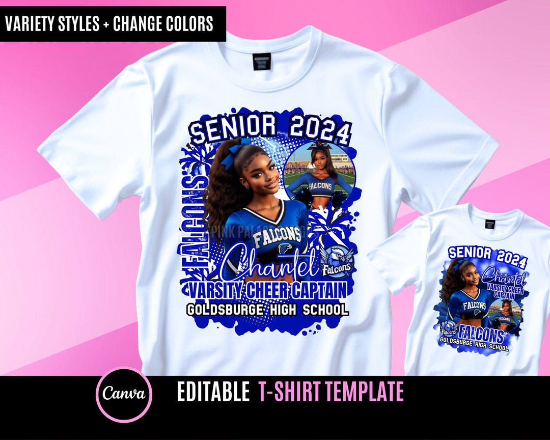 Cheerleader Design File, Blue Cheer T Shirt Design, Editable in Canva ...