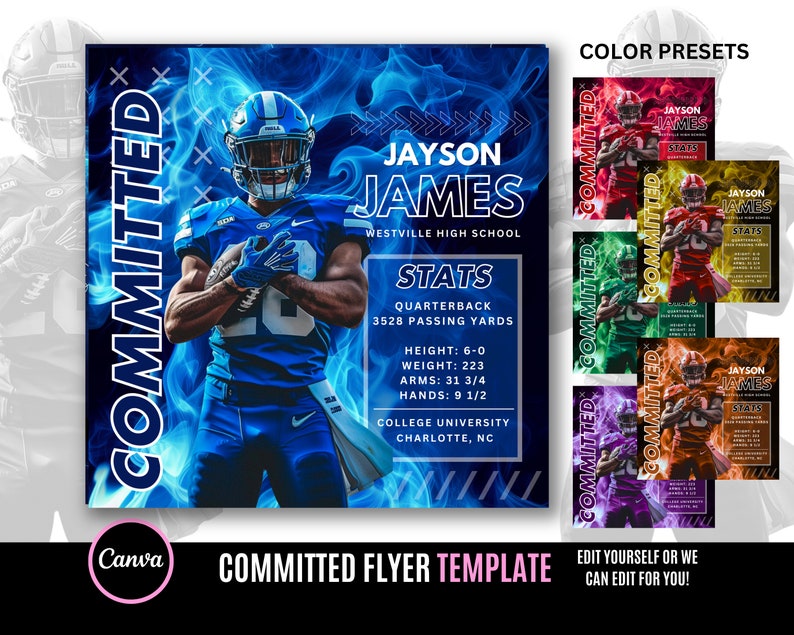 College Committed Text College Committed Flyer, Graduation Flyer, Sports Flyer, Editable With ...