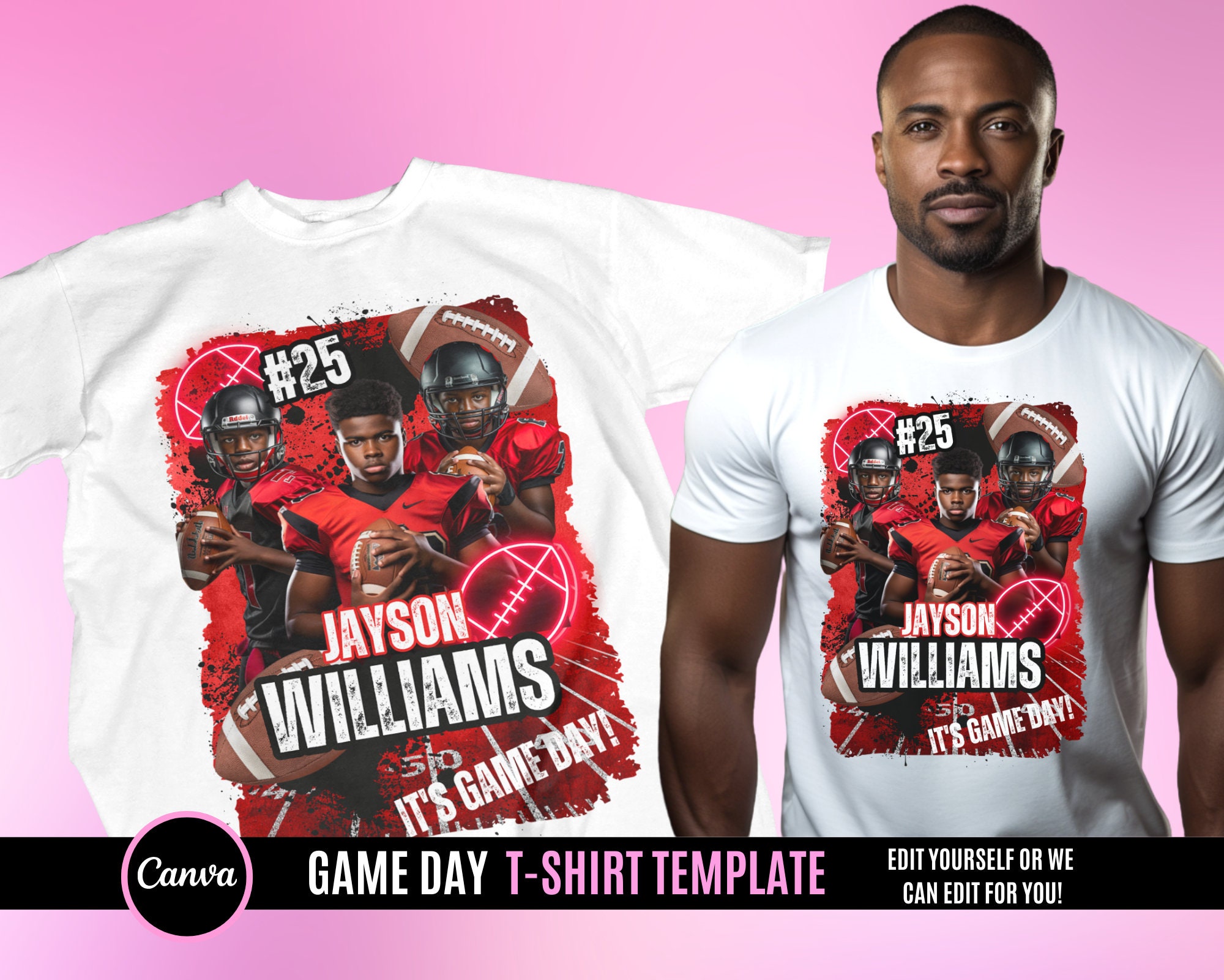 Football Game Day Design File, Football T Shirt Design, Editable in canva, T Shirt Design Template, Perfect for Sublimation, DTF or DTG