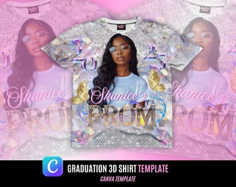 Prom 3d all over shirt template, canva editable template, PROM shirt