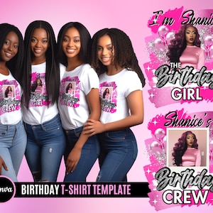 Birthday Girl Tshirt Design , Birthday Squad, Perfect for Sublimation, DTF or DTG, Pink
