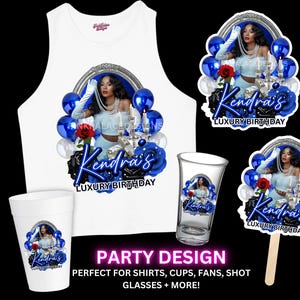 Luxury Birthday Sticker , Editable Canva Template, Sticker for shot glasses, styrofoam cups