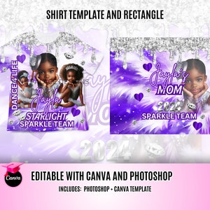 May include: Purple and white digital design template with a girl's photo and the text "Jayla's Mom 2024 Sparkle Team" and "Dance 4 Life Starlight Sparkle Team".