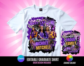 The Last Lap Purple Black, Center Shirt Design, Editable in canva, T Shirt Design Template, Perfect for Sublimation, Change Colors