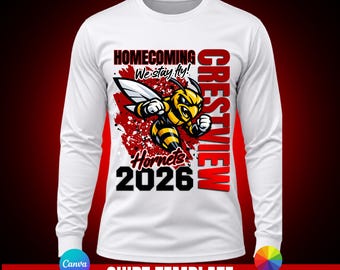 Vorlage für ein Homecoming-Hornet-Shirt | Bearbeitbare Canva-Vorlage für ein Alumni-Homecoming-Shirt