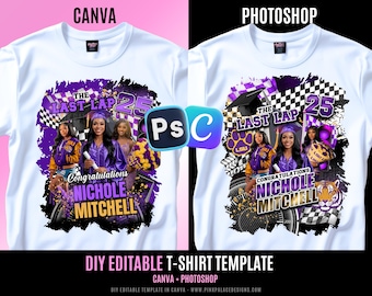 The Last Lap Purple Black, Center Shirt Design, Editable in canva, T Shirt Design Template, Perfect for Sublimation, Change Colors