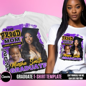 Graduation T Shirt Design, Editable in canva, 2024 Graduation Proud mom,dad T Shirt Design Template, Perfect for Sublimation, DTF or DTG