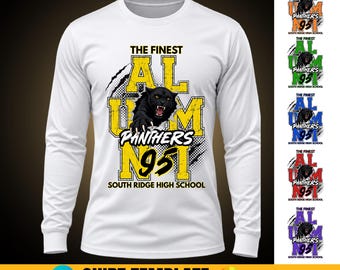 Vorlage für ein Alumni-Panther-Shirt | Bearbeitbare Canva-Vorlage für ein Alumni-Heimkehr-Shirt