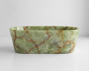 Handcrafted Green Onyx Marble Bathtub: Freestanding Spa Tub