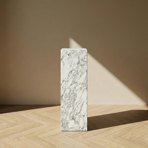 Handcrafted Arabescato Marble Pedestal: Luxury Display Stand