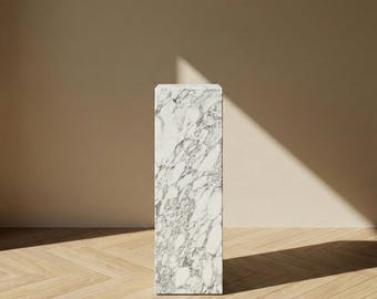 Handcrafted Arabescato Marble Pedestal: Luxury Display Stand