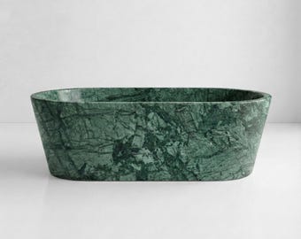 Handcrafted Green Guatemala Marble Bathtub: Freestanding Stone Spa Tub