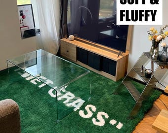 Wet Grass Rug, Hypebeast Rug, Fluffy Area Rug, Non-Slip Modern Rug, Home Decor Carpet, Custom Rug, Trendy Room Rug