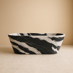 Panda Marble Bathtub, Natural Stone Bath, Marble Tub, Honed & Polished Finish, Handcrafted Organic Spa Tub