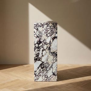 Handcrafted Italian Calacatta Viola Marble Pedestal: Luxury Display Stand