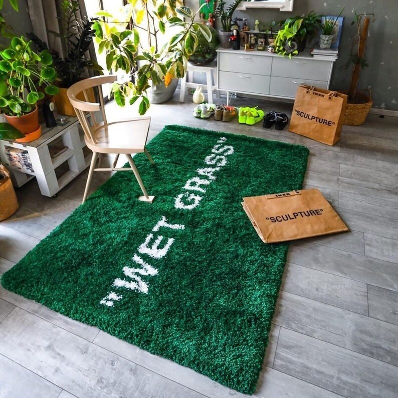 Wet Grass Rug Hypebeast Carpet fedex Shipping 100 Wool Etsy