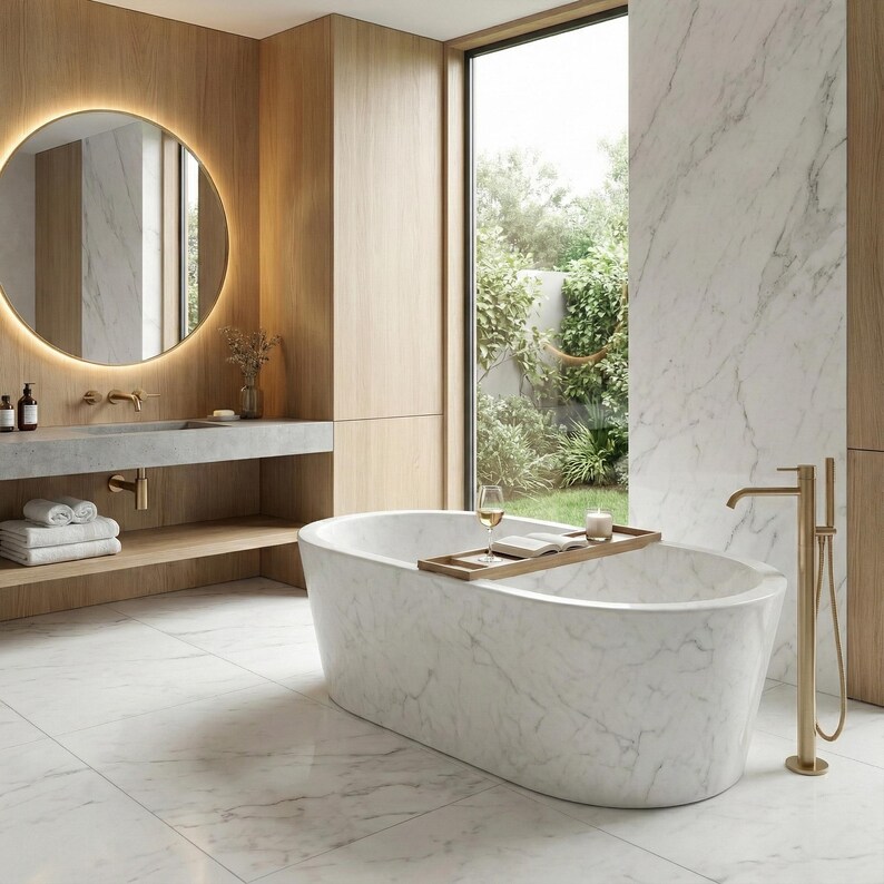 carrara marble bathtub