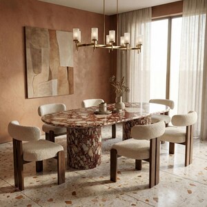 red bulgari marble dining table