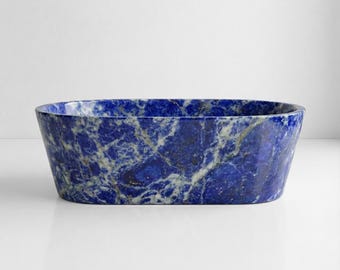 Handcrafted Lapis Lazuli Marble Bathtub: Freestanding Stone Spa Tub