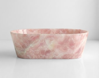 Handcrafted Pink Onyx Marble Bathtub: Freestanding Spa Tub