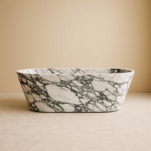 Arabescato Marble Bathtub, Natural Stone Bath, Marble Tub, Honed & Polished Finish, Handcrafted Organic Spa Tub