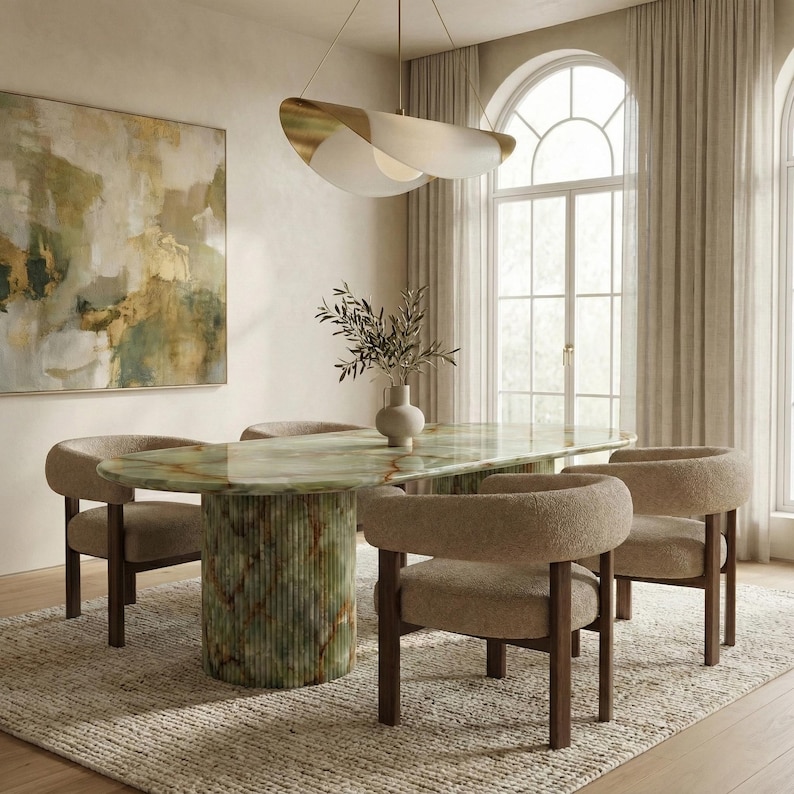 green onyx marble dining table