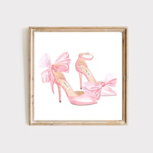 Impression d'illustration de chaussures roses, affiche de mode, chaussures à talons hauts, art mural chambre de fille, impression d'art mural rose, cadeau pour sa chambre à coucher, déco salon de beauté
