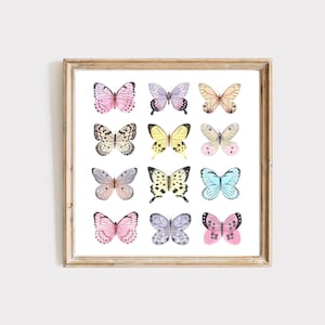 Butterfly Wall Art Print Watercolor Painting Pink Wall Art Decor Insect Art Monarch Butterfly Kids Room Art Pink Art Poster Vintage Print