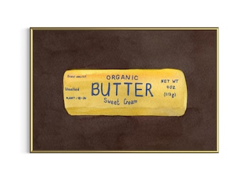 Butter Watercolor Print Kitchen Wall Decor Food Still Life Art