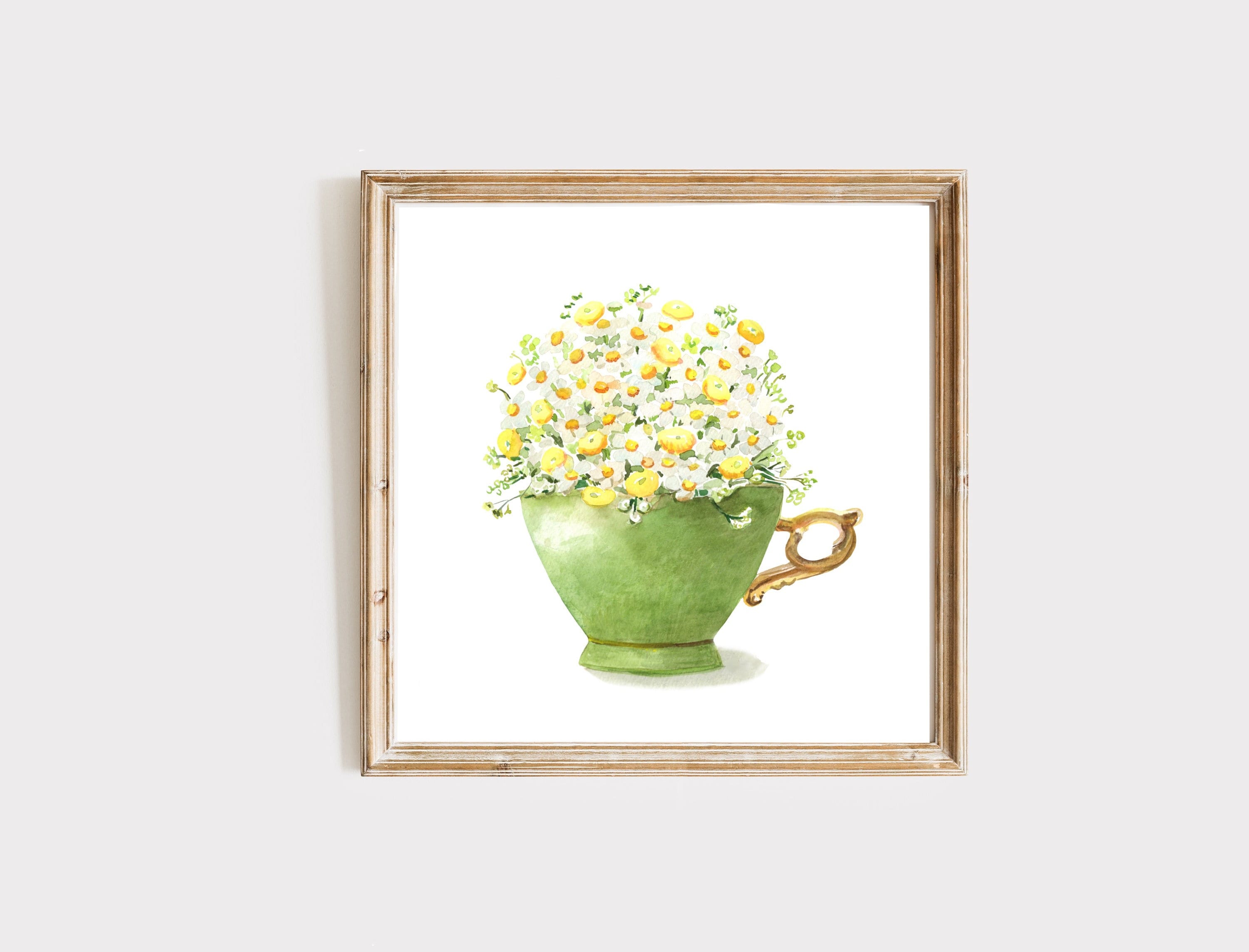 Tea Cups Watercolor Art Print Kitchen Art Print Tea Gift Tea Lover Tea Cup Illustration Tea Cup Painting Tea Party Gift for her Tea Wall Art