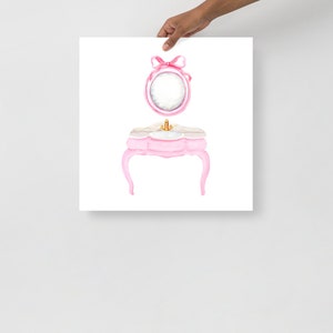 Pink Bow Bathroom Vintage Art Print, Set Of 2 Watercolor Bathroom, Bow Wall Art, Girls Bathroom Decor, Spa Beauty Art, Gift For Her