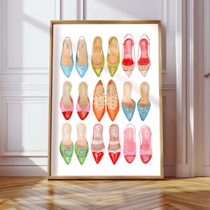 Designer Shoes Art Print, Fashion Art, Watercolor Painting, Gift For Her, Luxury Poster, Fancy Shoes