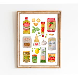 Pasta Art Print, Watercolor Painting, Italian Kitchen Wall Art, Pastina Pasta Print, Spaghetti Poster, Food Illustration, Gift For Her