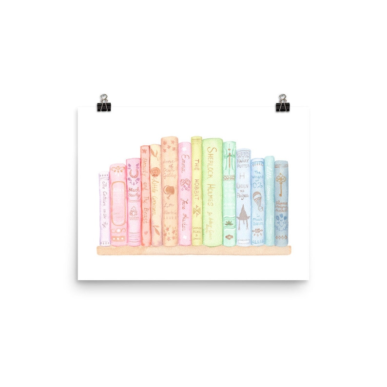 Classic Books Library Watercolor Painting, Story Book Art, Books Watercolor, Book Lover Art, Vintage Book Print, Book Painting, Book Gift