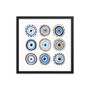 Impressão de mau-olhado, pôster de Nazar de mau-olhado azul, decoração de parede de mau-olhado, desenho de olho abstrato, impressão de arte de olho boho, pôster de arte de mau-olhado turco,