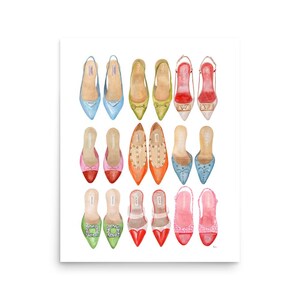 Designer Shoes Art Print, Fashion Art, Watercolor Painting, Gift For Her, Luxury Poster, Fancy Shoes