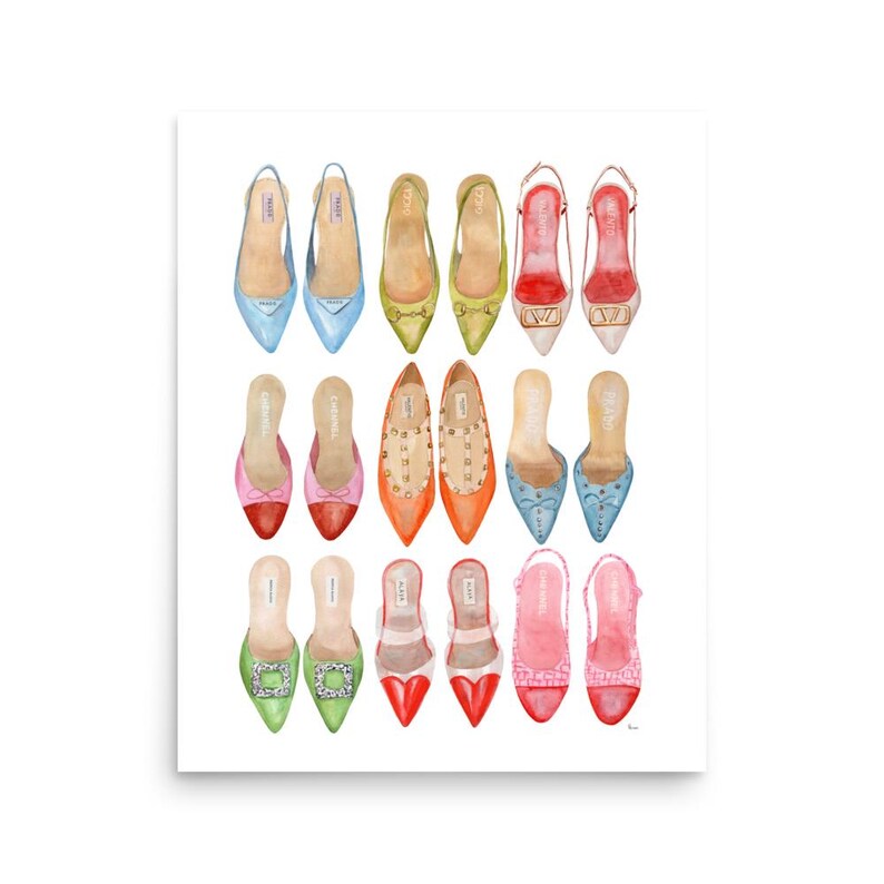 Designer Shoes Art Print, Fashion Art, Watercolor Painting, Gift For Her, Luxury Poster, Fancy Shoes