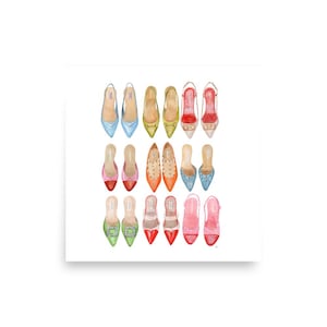 Designer Shoes Art Print, Fashion Art, Watercolor Painting, Gift For Her, Luxury Poster, Fancy Shoes