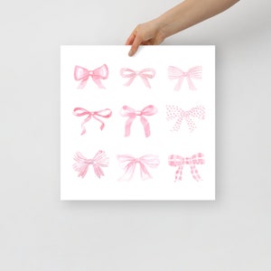Pink Bow Watercolor Painting, Light Soft Pastel, Baby Girl Print, Little Girl Nursery, Baby Bow Art, Pink Bow Print, Baby Girl Gift Art