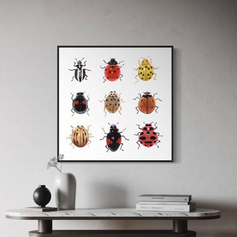 Ladybug Watercolor Art Print Insect Illustration Nature Wall Decor - Etsy