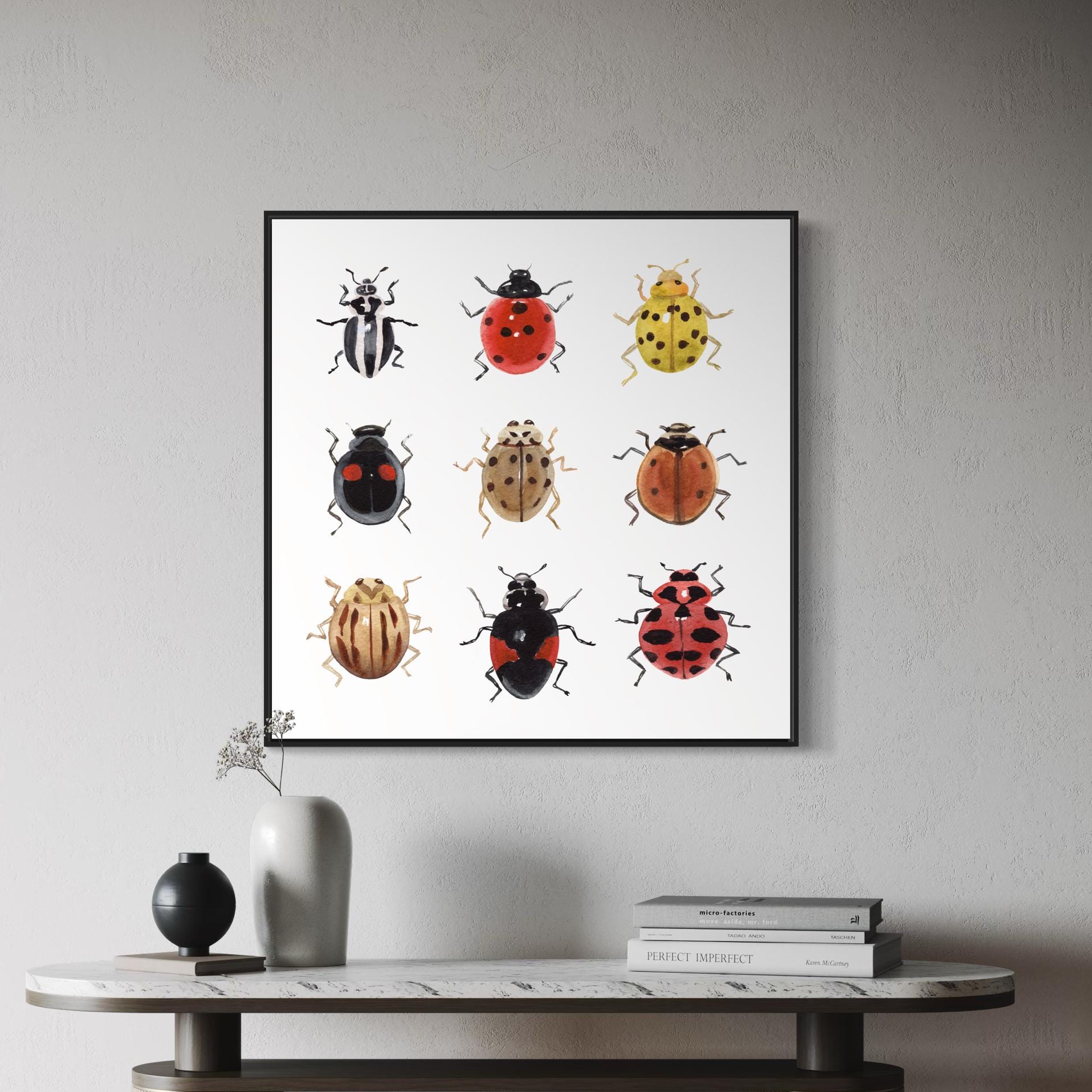 Ladybug Watercolor Art Print Insect Illustration Nature Wall Decor - Etsy