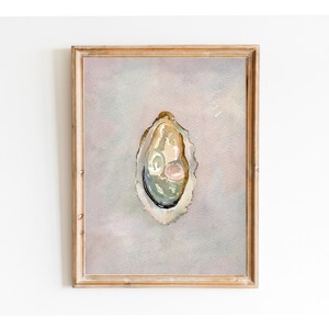 OYSTER Watercolor Painting, Oyster Shell Art,unique Art Gift, Ocean Art ...