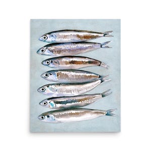 Sardines Wall Art, Watercolor Sardines, Sardine Art Print, Fish Still Life, Gift Sardines, Gift For Kitchen, Trendy Wall Art, Fish Print