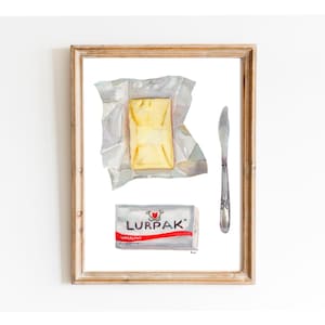 Butter Print Watercolor Painting, Trendy Kitchen Art, Stick Of Butter Art, Foodie Gift, Butter Artwork, Cute Butter Print