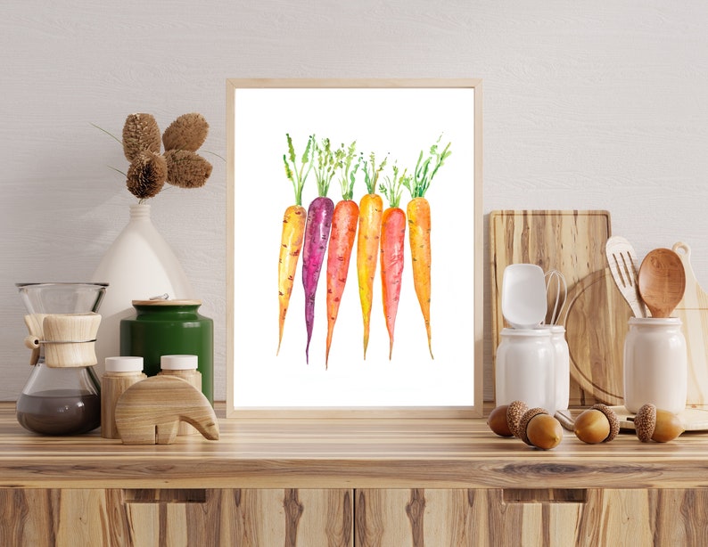 Carrot Watercolor Painting Vegetable Wall Art Food Art Print Garden Kitchen Art Print Easter Carrot Art Print Garden Fruits Prints Art Print image 5